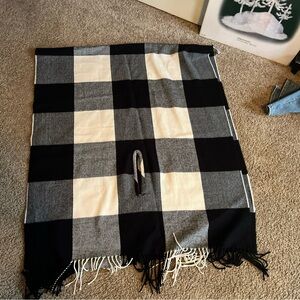 J. Crew Buffalo plaid wrap, shawl with arm cut outs and fringe